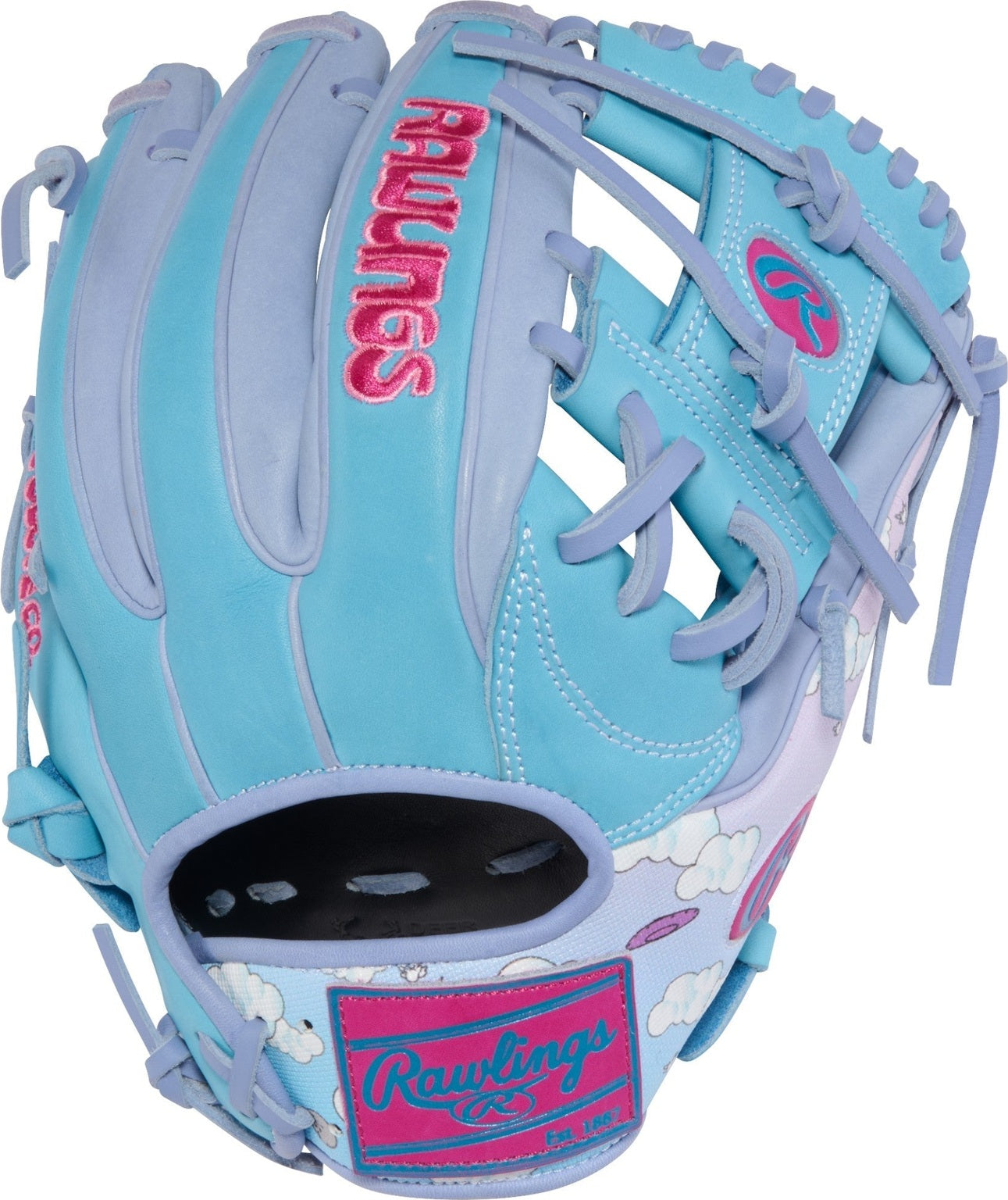 Rawlings Icon Fest Heart of the Hide 11.50’’ Infield Glove Pror934-2cbpe - Columbia Blue Pink Purple - Right Throw