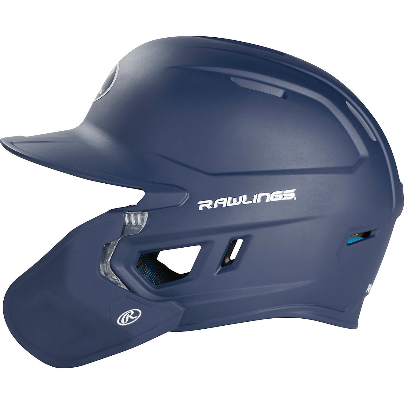 Rawlings Mach Matte Color Batting Helmet with Adjustable Jaw Guard - Navy