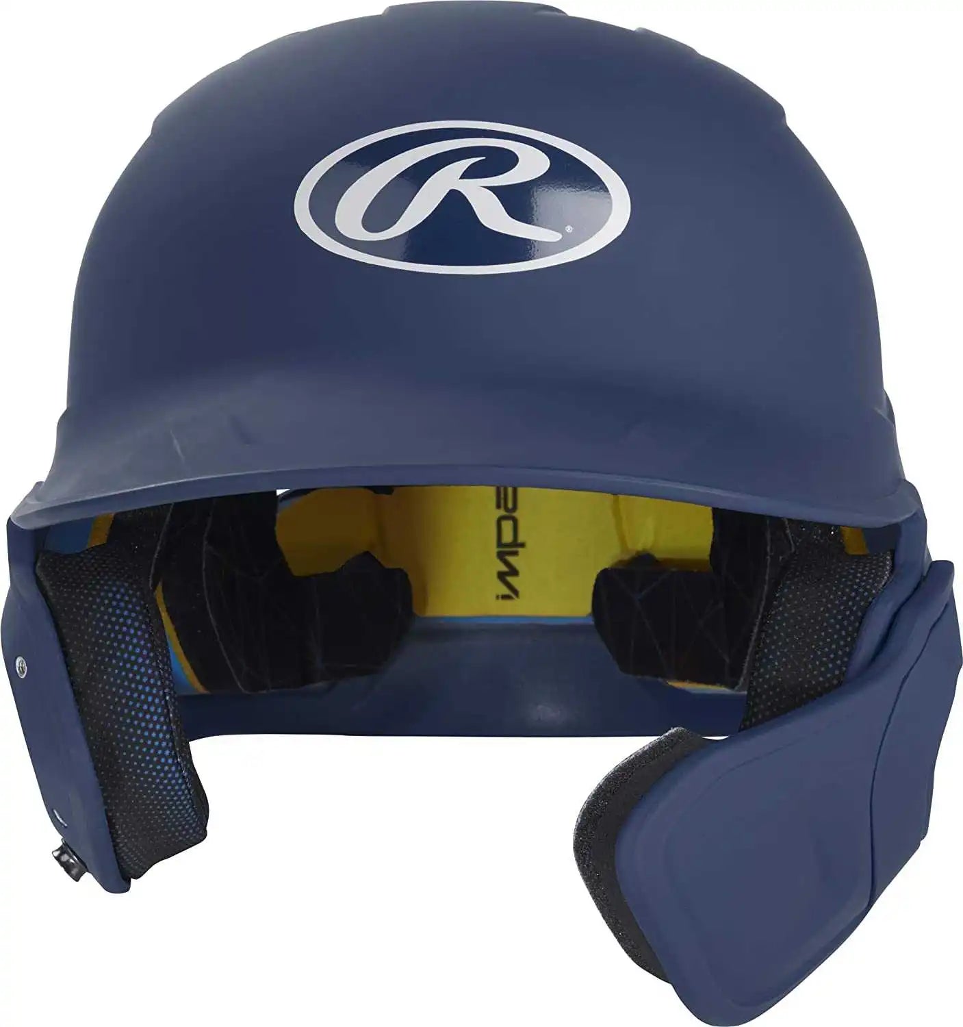 Rawlings Mach Matte Color Batting Helmet with Adjustable Jaw Guard - Navy