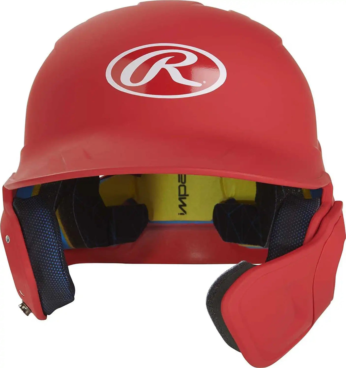 Rawlings Mach Matte Color Batting Helmet with Adjustable Jaw Guard - Scarlet Red