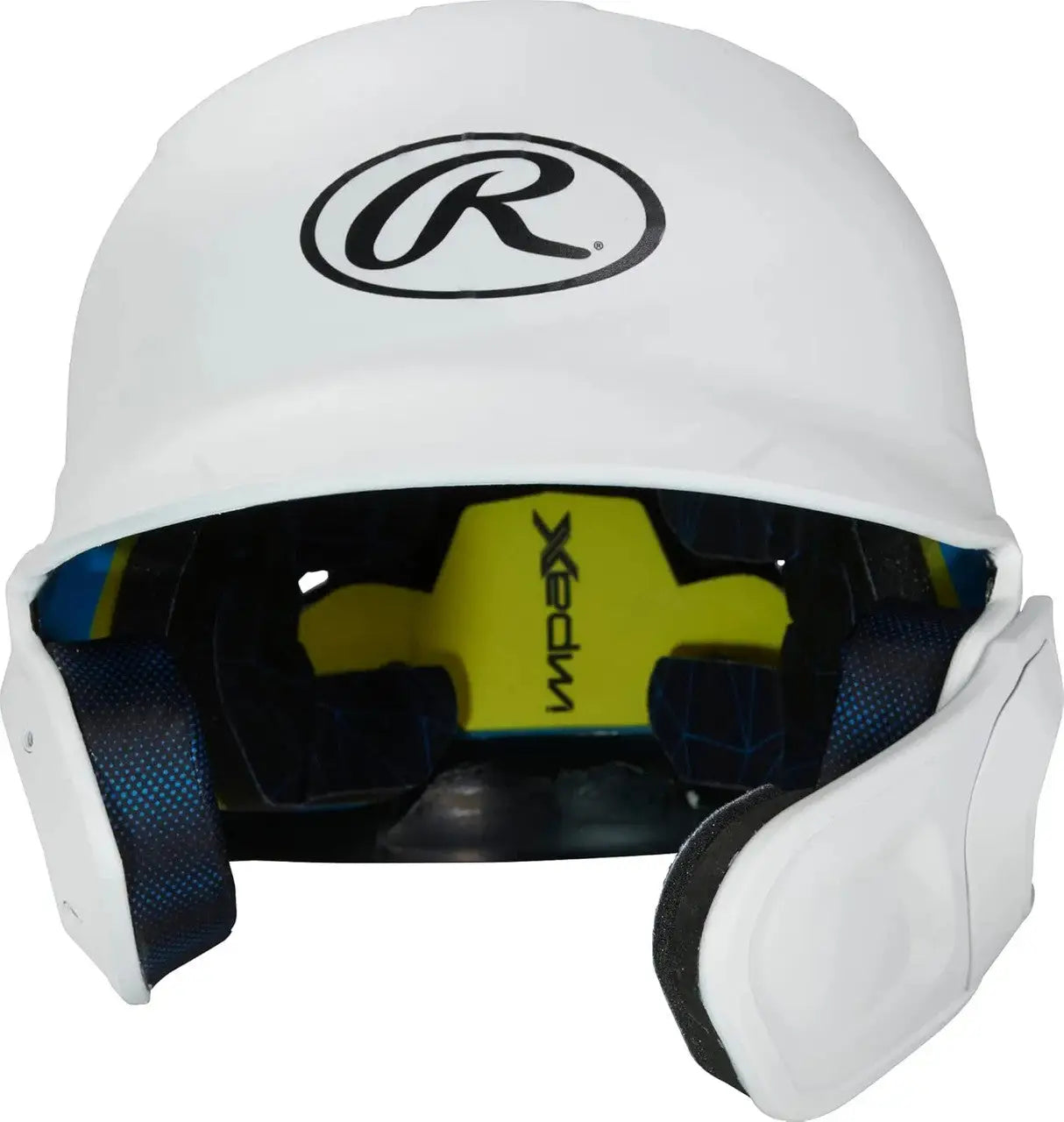 Rawlings Mach Matte Color Batting Helmet with Adjustable Jaw Guard - White