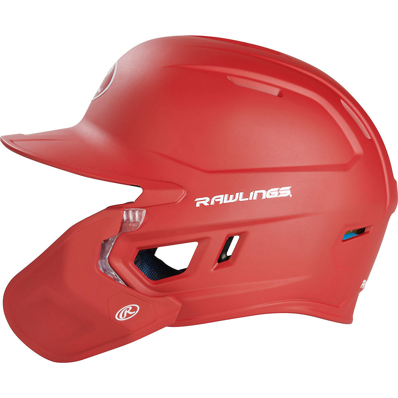 Rawlings Mach Matte Color Batting Helmet with Adjustable Jaw Guard - Scarlet Red