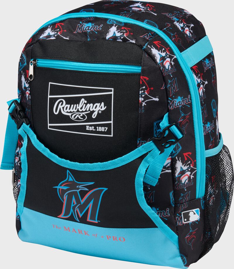 Rawlings Miami Marlins Mlb T-ball Backpack - Black Aqua