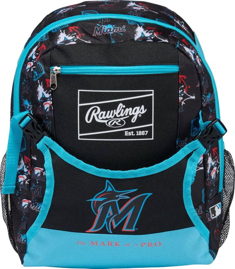 Rawlings Miami Marlins Mlb T-ball Backpack - Black Aqua