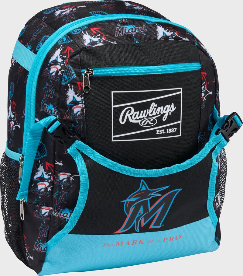 Rawlings Miami Marlins Mlb T-ball Backpack - Black Aqua