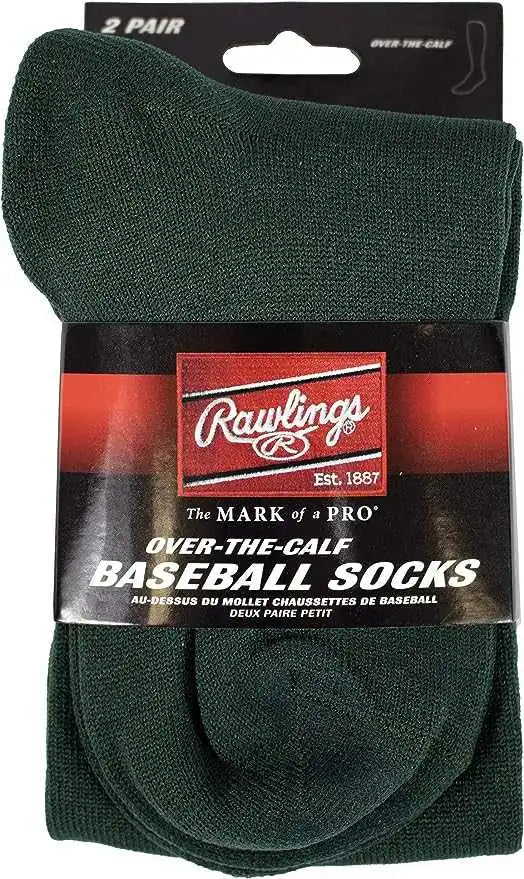 Rawlings Over the Calf Baseball Socks (2 Pair) Dark Green