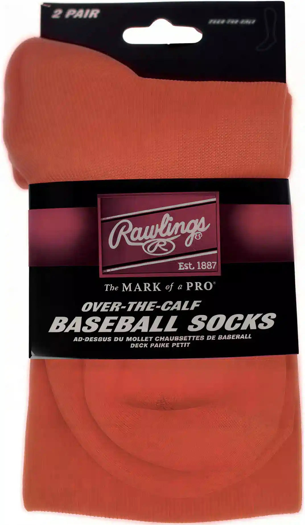 Rawlings Over-the-calf Baseball Socks (2 Pair) - Light Orange