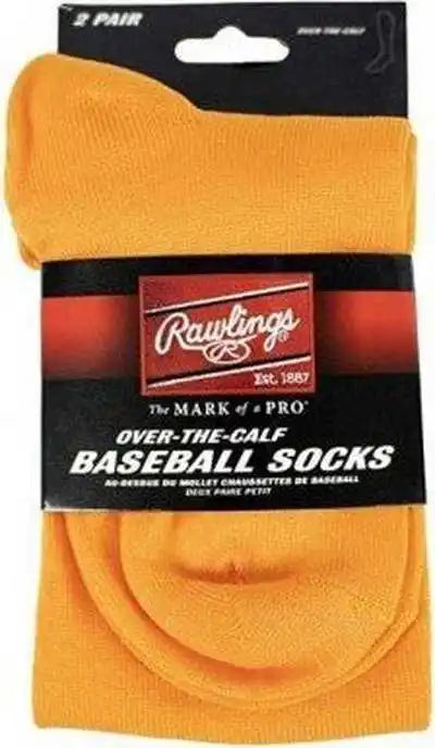 Rawlings Over the Calf Baseball Socks (2 Pair) Light Orange