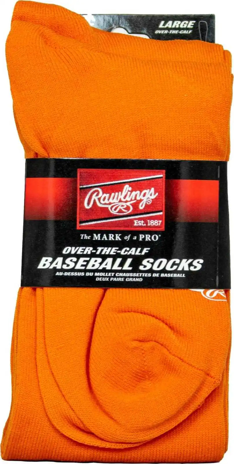 Rawlings Over-the-calf Baseball Socks (2 Pair) - Orange