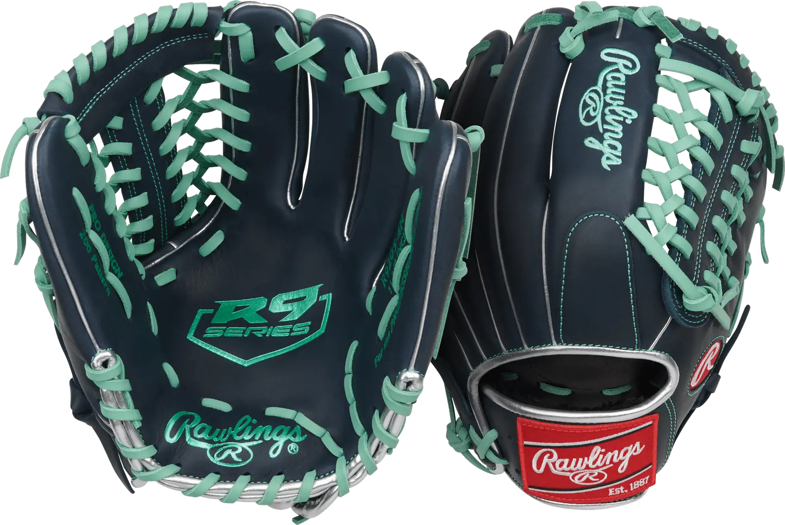 Rawlings R9 11.75’’ Baseball Infield Glove R9205-4n - Navy Mint - Left Throw