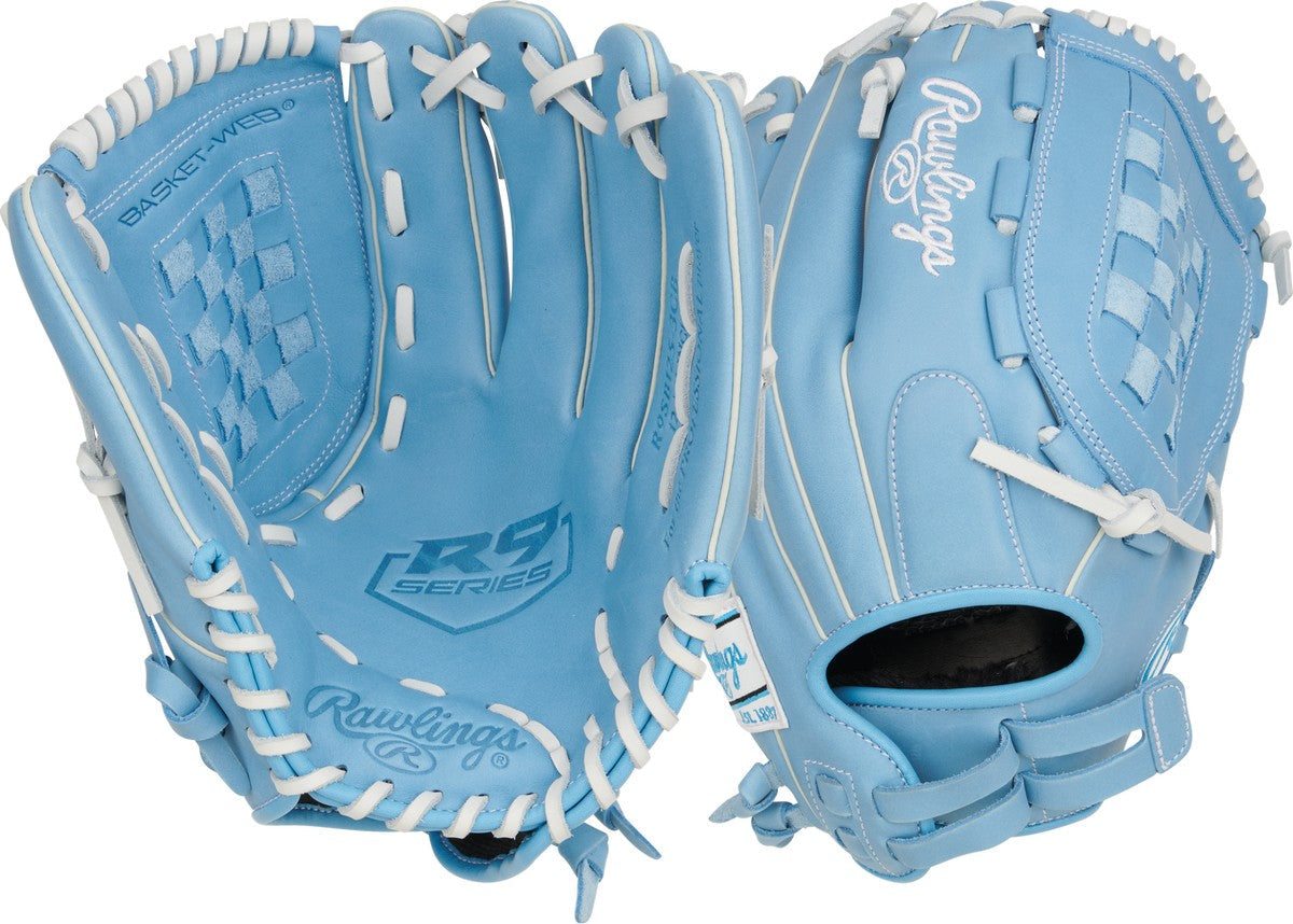 Rawlings R9 12.50’’ Fastpitch Outfield Glove Rr9sb125-3cb - Columbia Blue - Right Throw