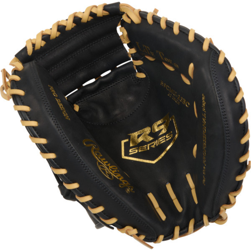 Rawlings R9 Series Contour Fit 32.00’’ Youth Catcher’s Mitt R9cmu-23bc - Black Camel - Yellow Light / Right Throw