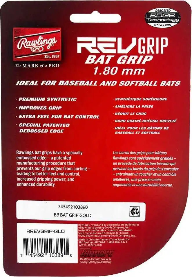 Rawlings Revgrip Bat Grip 1.80mm - Silver Red - Light Gray
