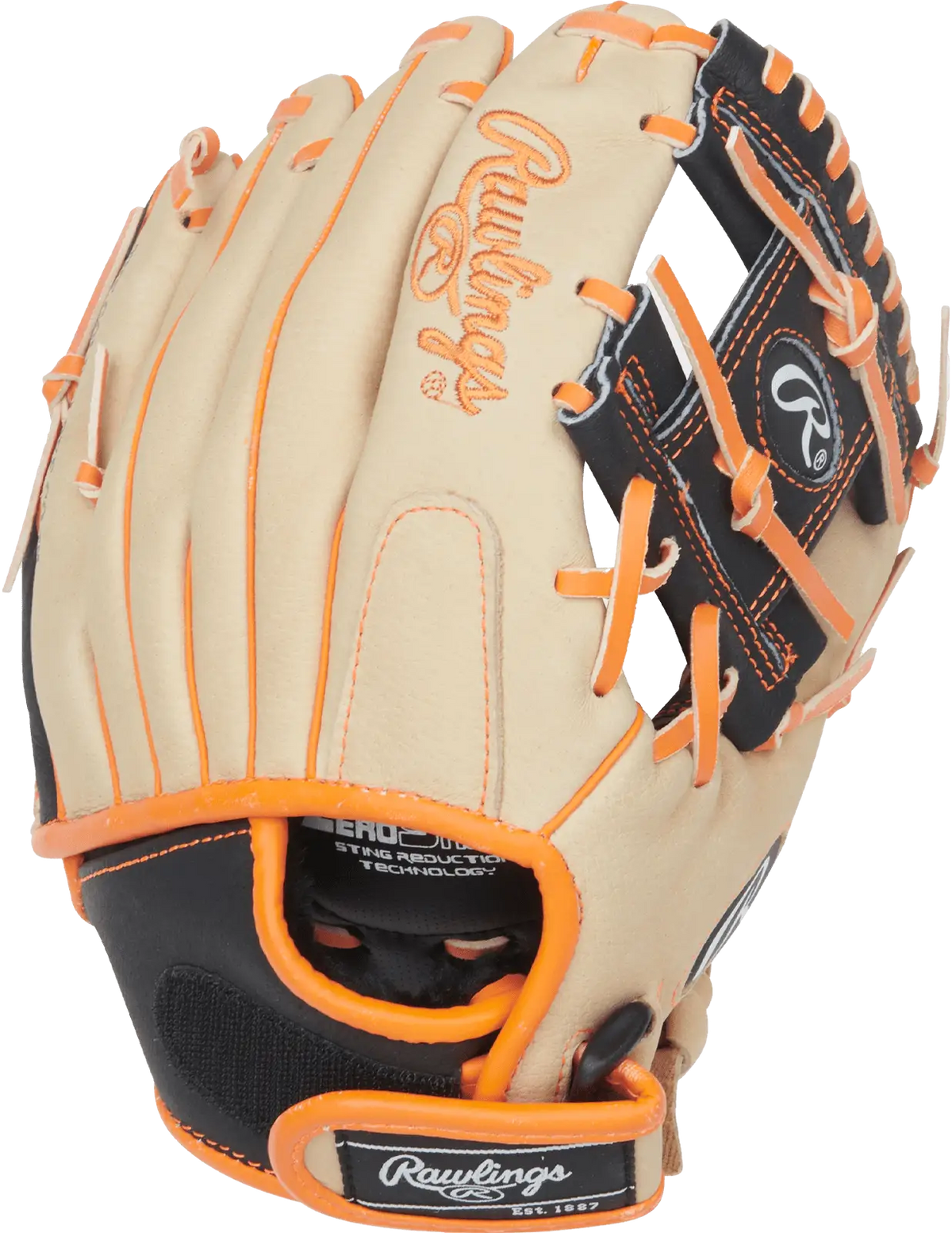 Rawlings Sure Catch 10.00’’ Jackson Holliday Baseball Utility Glove Sc100jh - Camel Black Orange - Right Throw