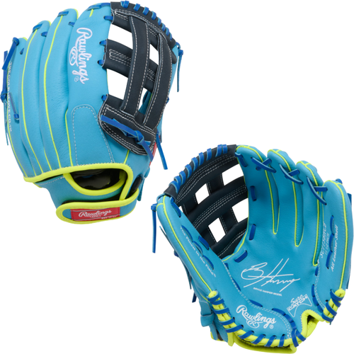 Rawlings Sure Catch Bryce Harper 10.50’’ Youth Utility Glove Sc115bhcb - Columbia Blue Black - Right Throw