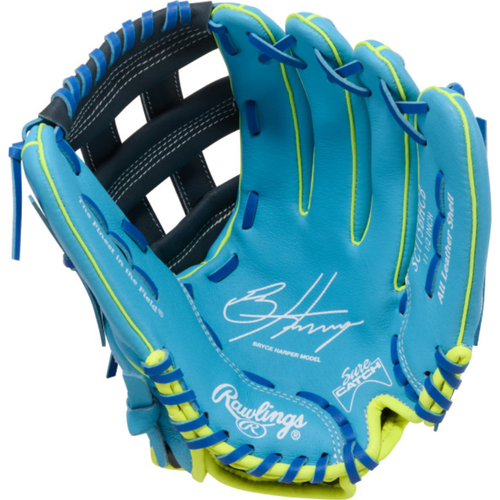 Rawlings Sure Catch Bryce Harper 10.50’’ Youth Utility Glove Sc115bhcb - Columbia Blue Black - Right Throw
