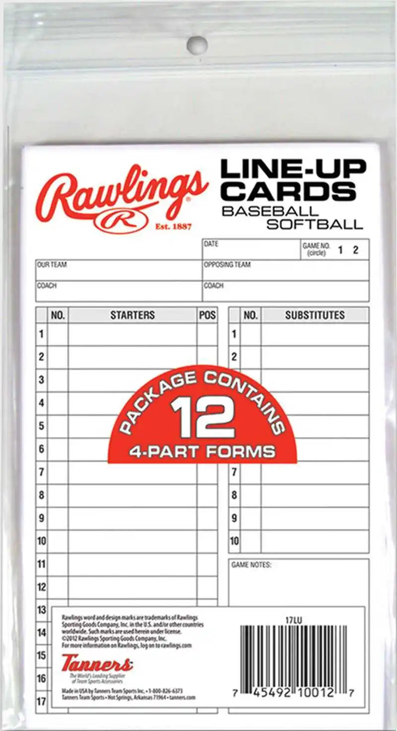 Rawlings System 17 Line-up Cards (12 Each)