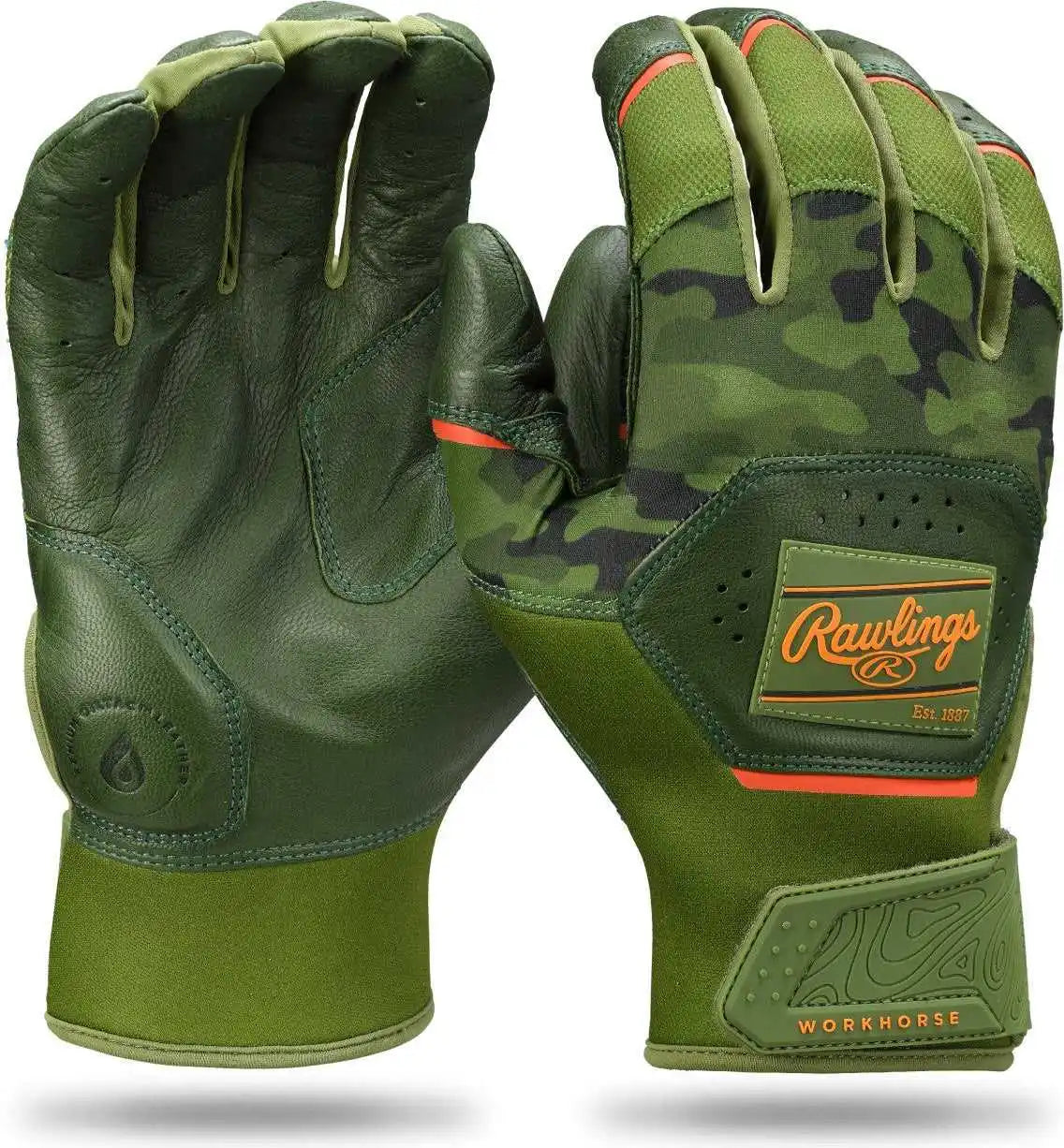 Rawlings Workhorse Baseball Batting Gloves - Military Green Army Camo