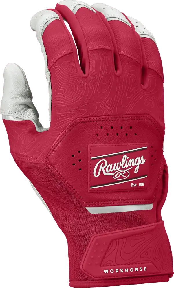Rawlings Workhorse Youth Batting Gloves Wh25ybg - White Scarlet