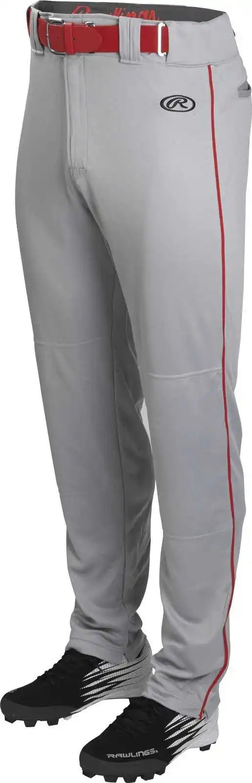 Rawlings Youth Launch Semi-relaxed Piped Baseball Pants - Gray Red