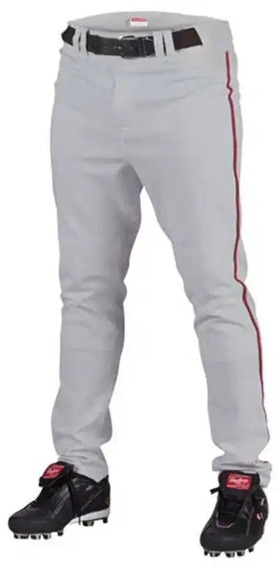 Rawlings Youth Semi-relaxed Piped Baseball Pants - Gray Red