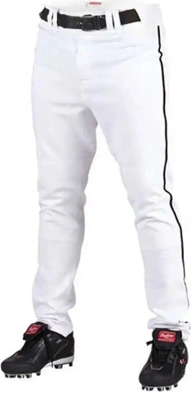 Rawlings Youth Semi-relaxed Piped Baseball Pants - White Black