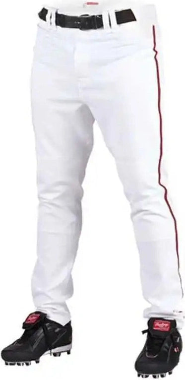 Rawlings Youth Semi-relaxed Piped Baseball Pants - White Red