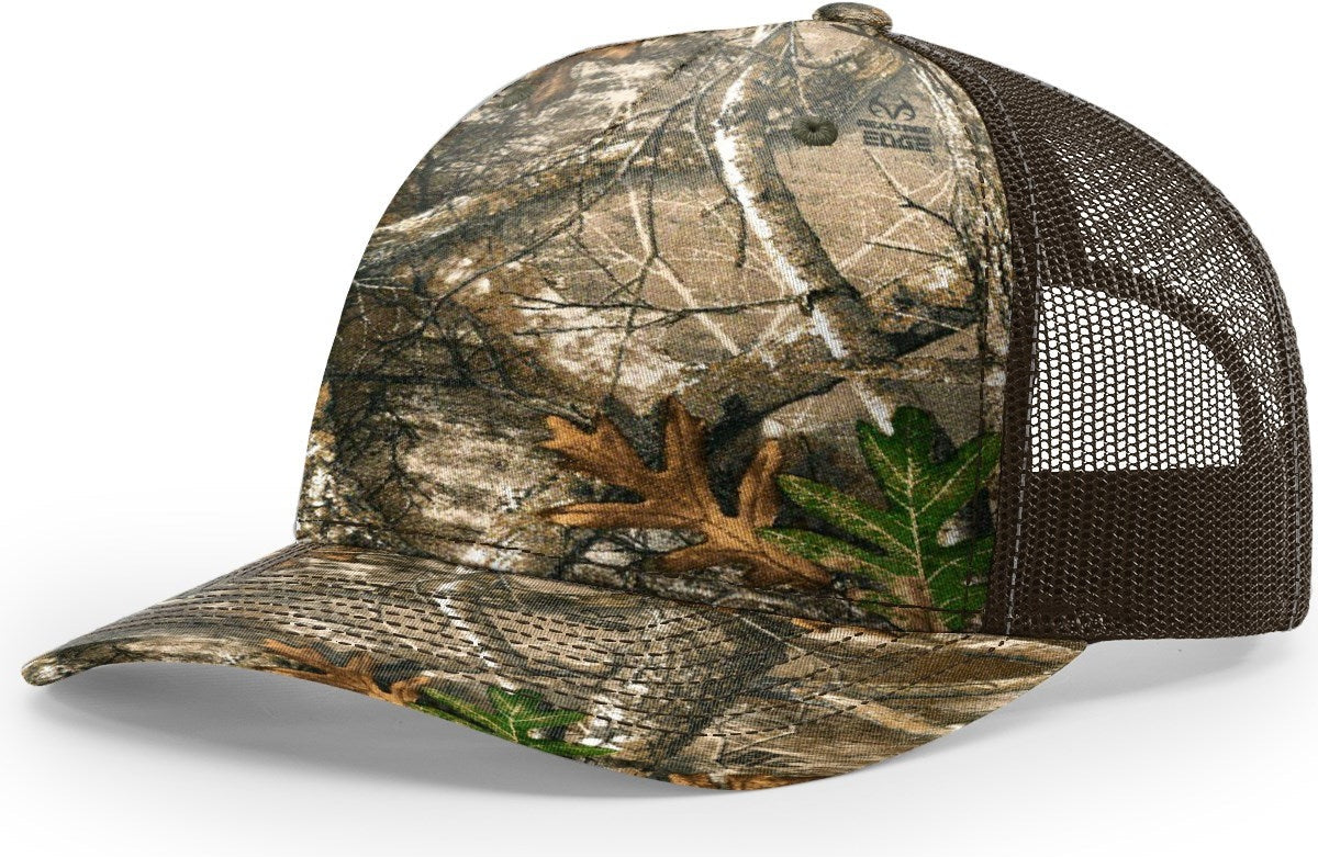 Realtree Edge/Brown Printed Five Panel Trucker