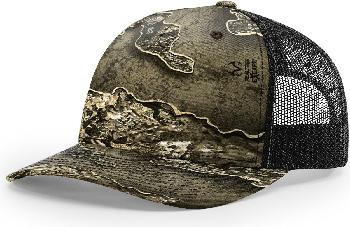 Realtree Excape/Black Printed Five Panel Trucker