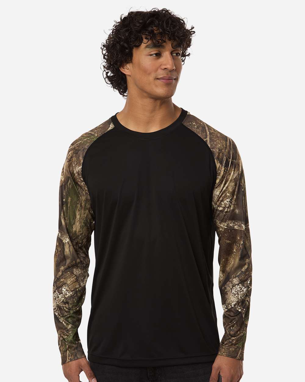 Realtree Rt3104 Unisex Performance Colorblocked Long Sleeve T-shirt - Camo Black