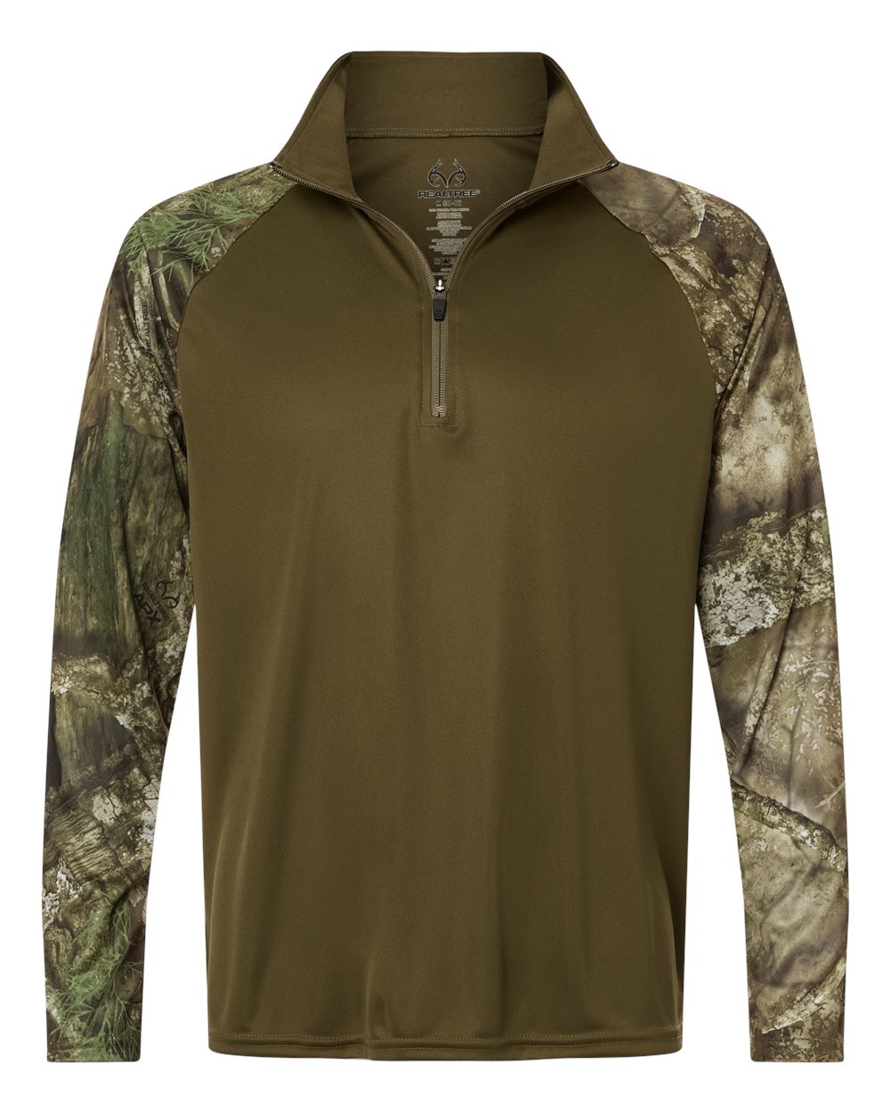 Realtree Rt5703 Unisex Realtree® Performance Colorblocked Quarter-zip Pullover - Camo Green