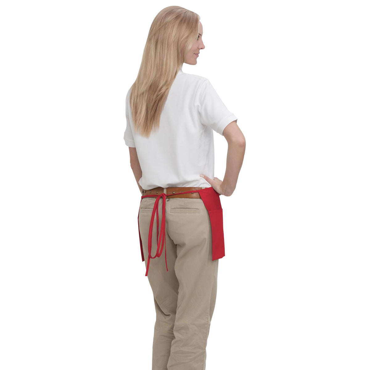 Rear View of 002 - Red OTTO 3 Pocket Waist Apron