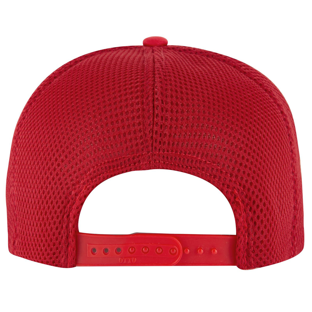 Rear View of 002 - Red OTTO CAP 5 Panel High Crown Air Mesh Back Trucker Hat