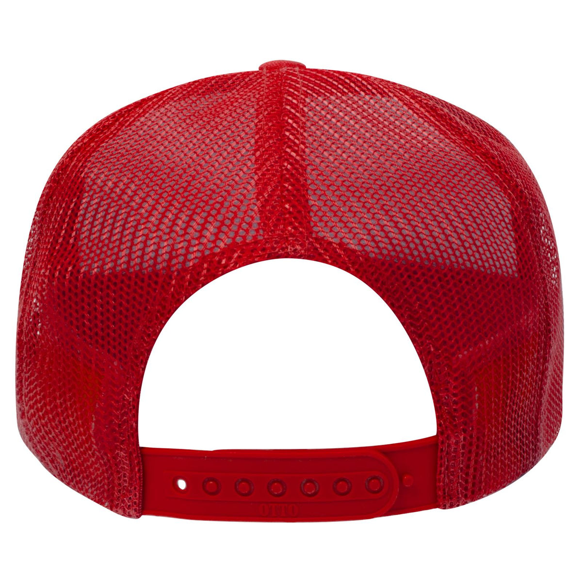 Rear View of 002 - Red OTTO CAP 5 Panel High Crown Mesh Back Trucker Hat