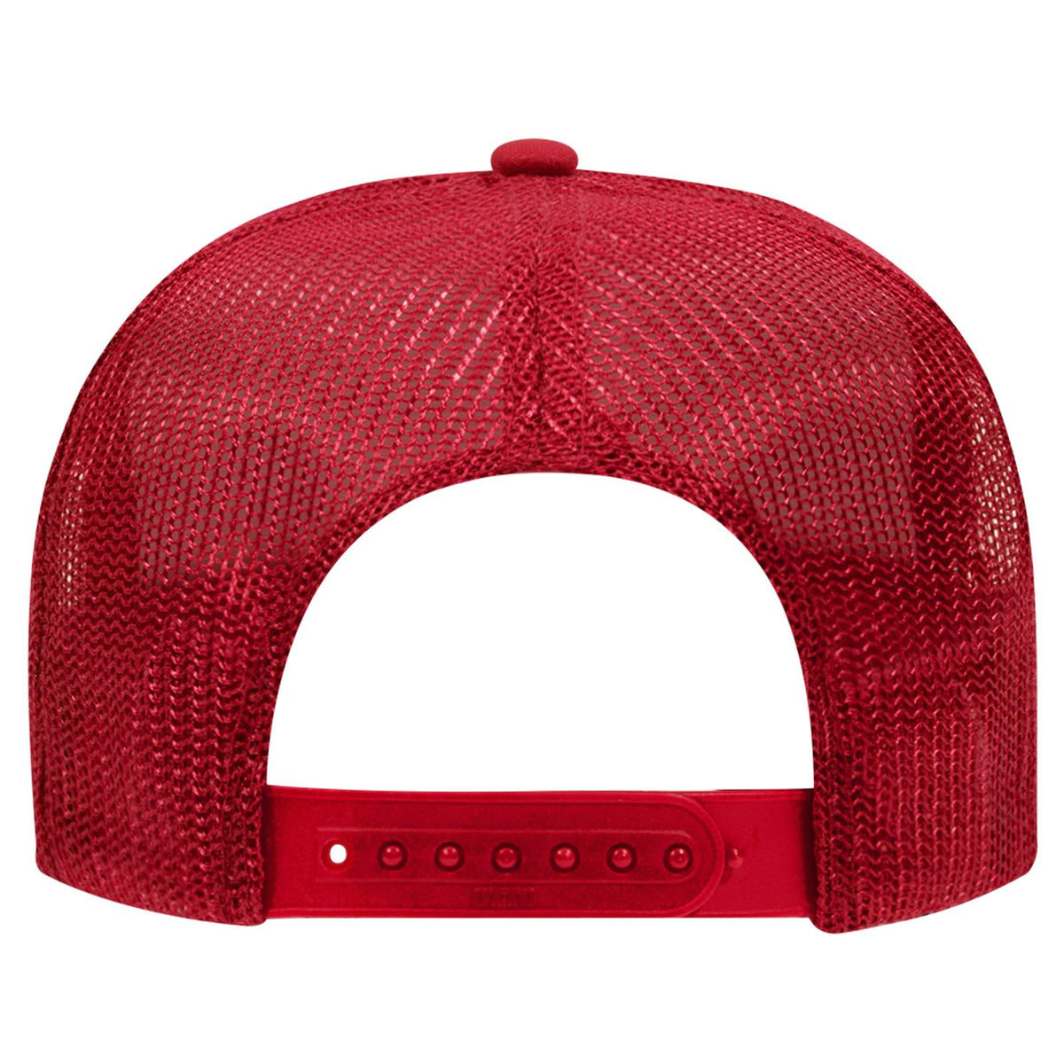 Rear View of 002 - Red OTTO CAP 5 Panel High Crown Mesh Back Trucker Hat