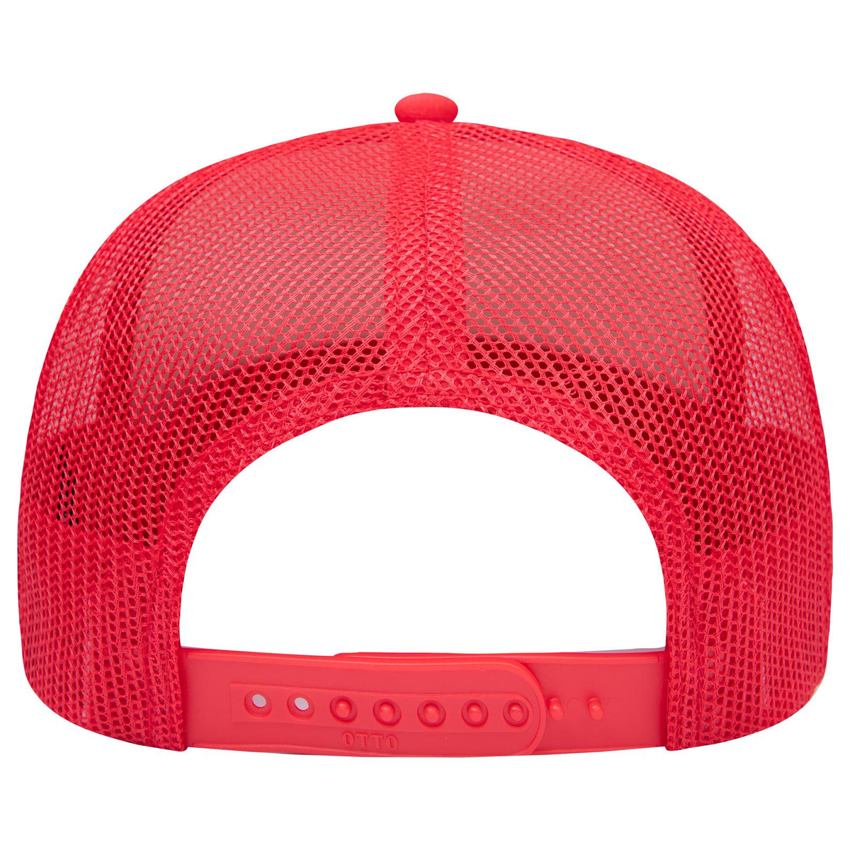 Rear View of 002 - Red OTTO CAP 5 Panel Low Profile Mesh Back Trucker Hat