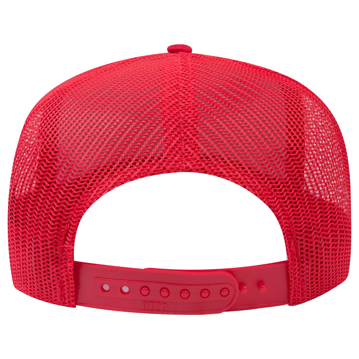 Rear View of 002 - Red OTTO CAP 5 Panel Mid Profile Mesh Back Trucker Hat