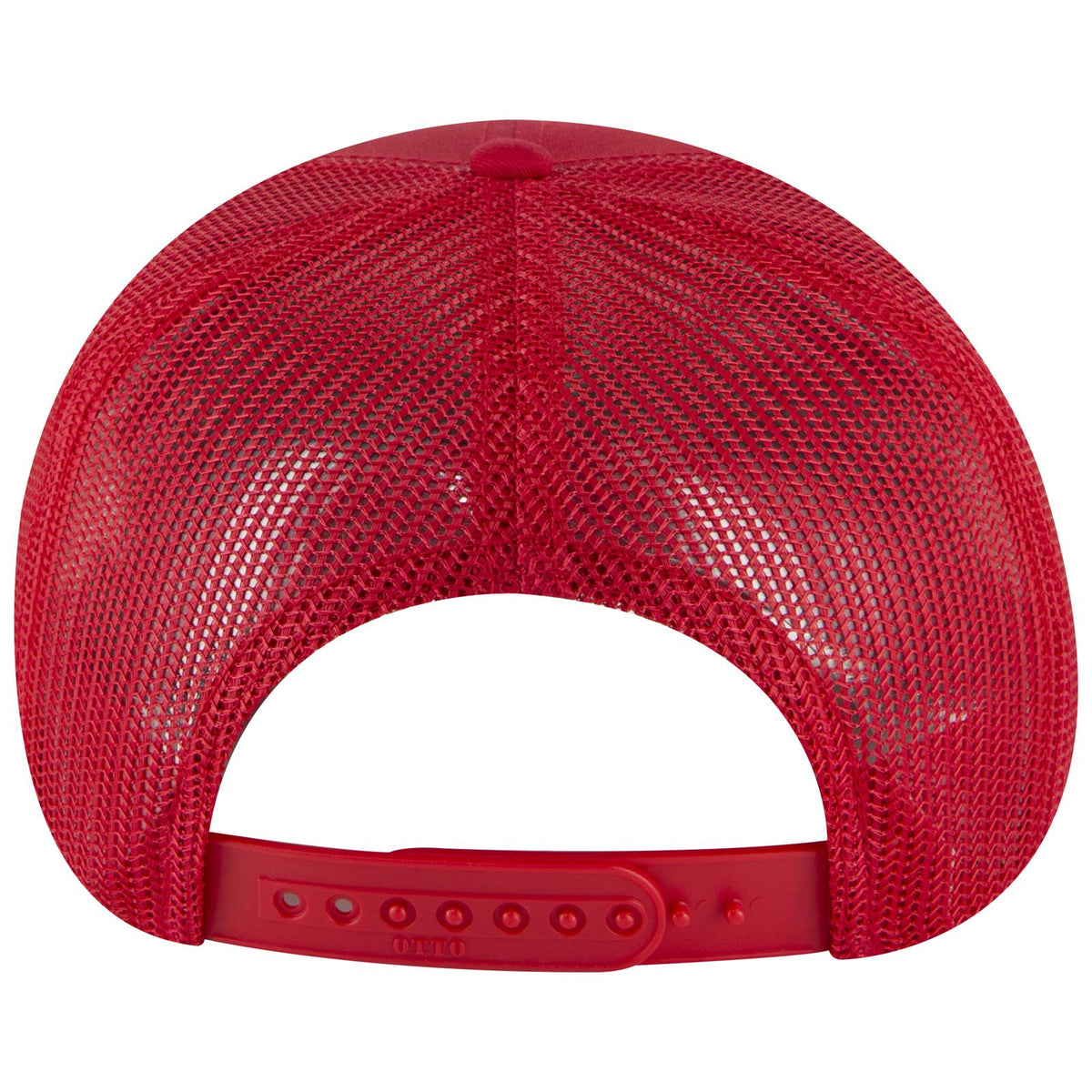 Rear View of 002 - Red OTTO CAP 5 Panel Mid Profile Mesh Back Trucker Hat
