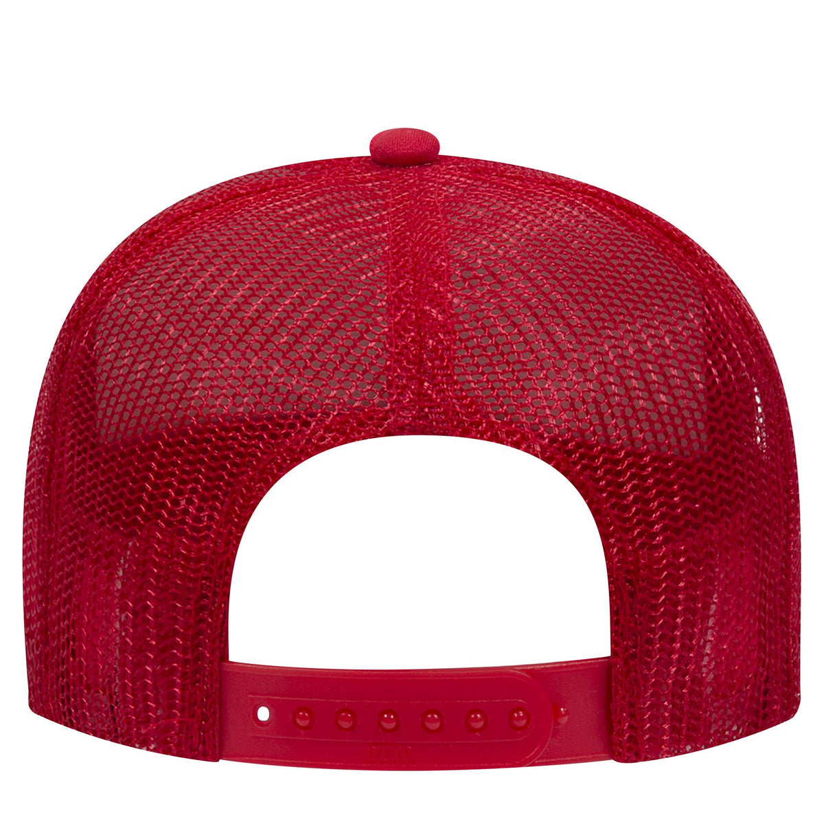 Rear View of 002 - Red OTTO CAP 5 Panel Mid Profile Mesh Back Trucker Hat