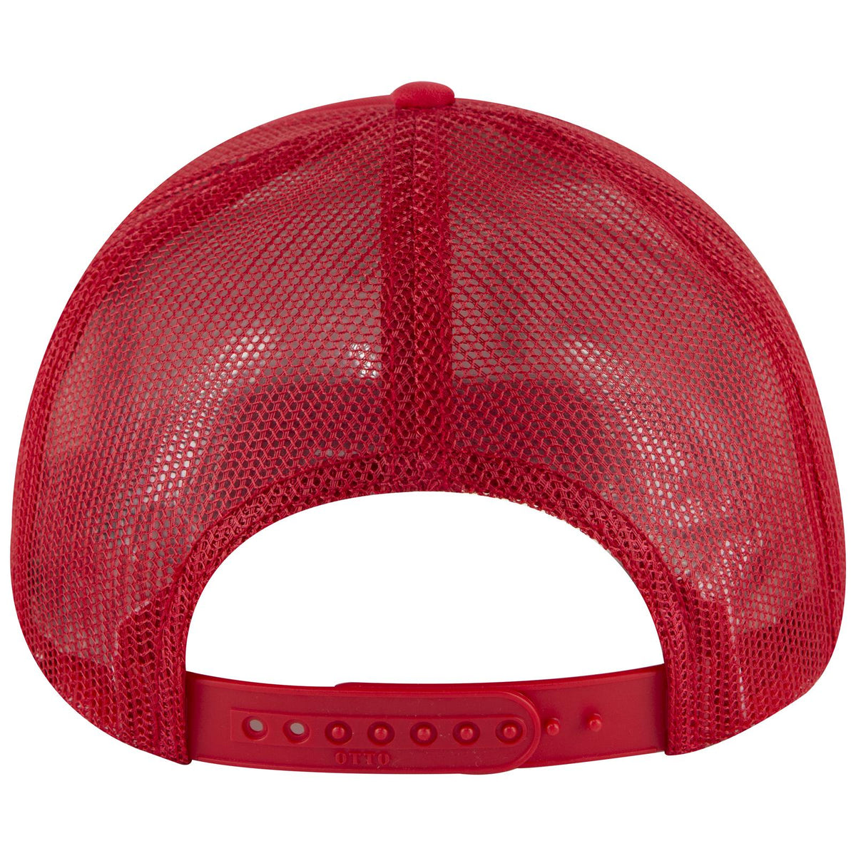 Rear View of 002 - Red OTTO CAP 5 Panel Pro Style Mesh Back Trucker Hat