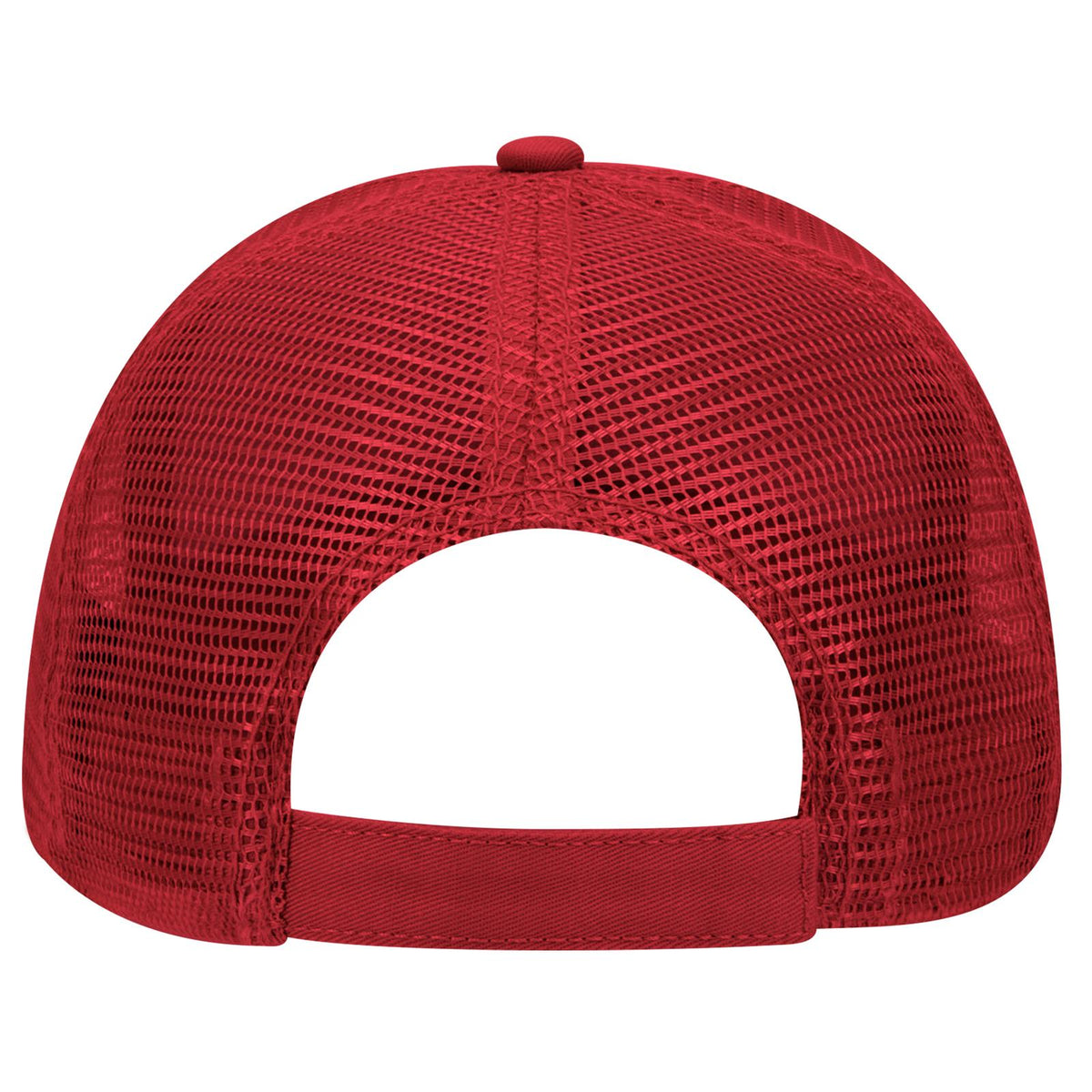Rear View of 002 - Red OTTO CAP 6 Panel Low Profile Mesh Back Trucker Hat