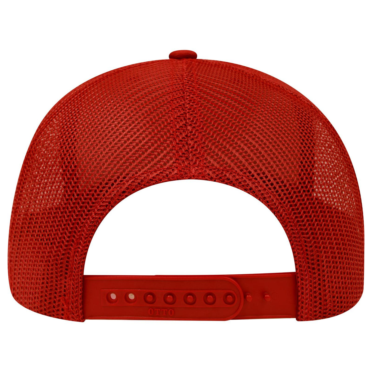 Rear View of 002 - Red OTTO CAP 6 Panel Mid Profile Mesh Back Trucker Hat