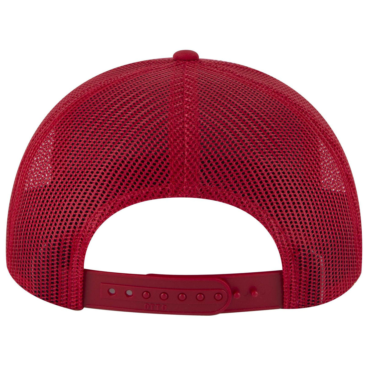 Rear View of 002 - Red OTTO CAP 6 Panel Mid Profile Mesh Back Trucker Hat