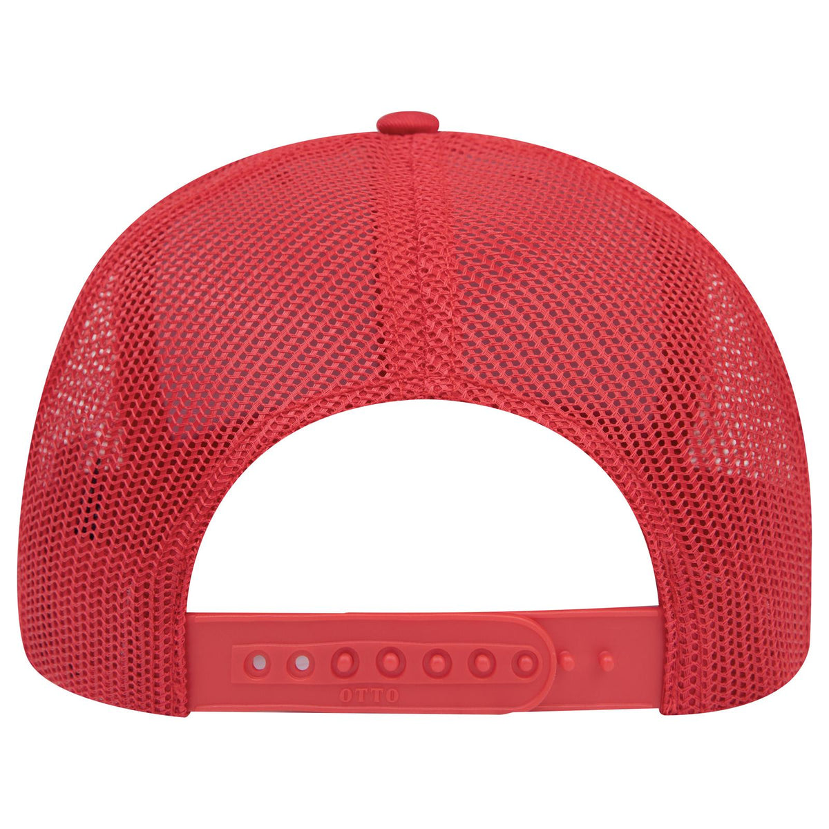 Rear View of 002 - Red OTTO CAP 6 Panel Mid Profile Mesh Back Trucker Hat