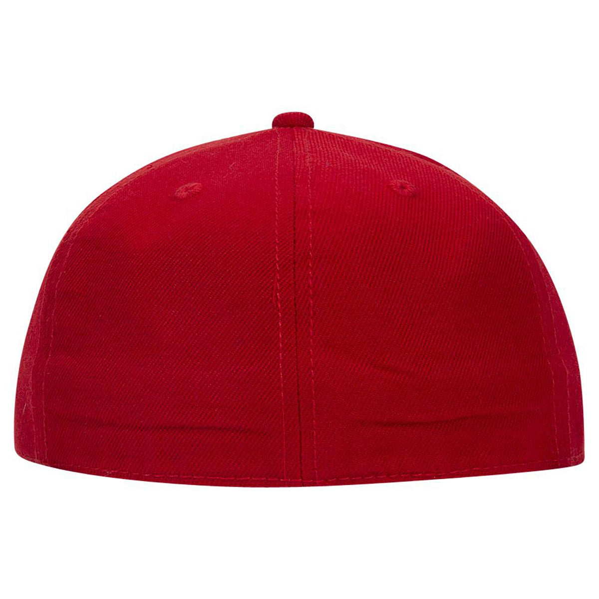 Rear View of 002 - Red OTTO CAP "OTTO FIT" 6 Panel Mid Profile Flat Visor Baseball Cap