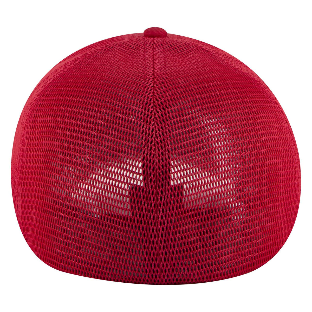 Rear View of 002 - Red OTTO CAP "OTTO FLEX" Fitted 6 Panel Low Profile Mesh Back Trucker Hat