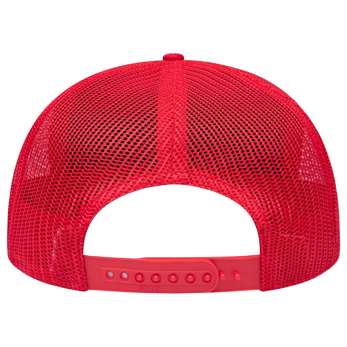 Rear View of 002 - Red OTTO CAP "OTTO SNAP" 6 Panel Pro Style Mesh Back Trucker Snapback Hat