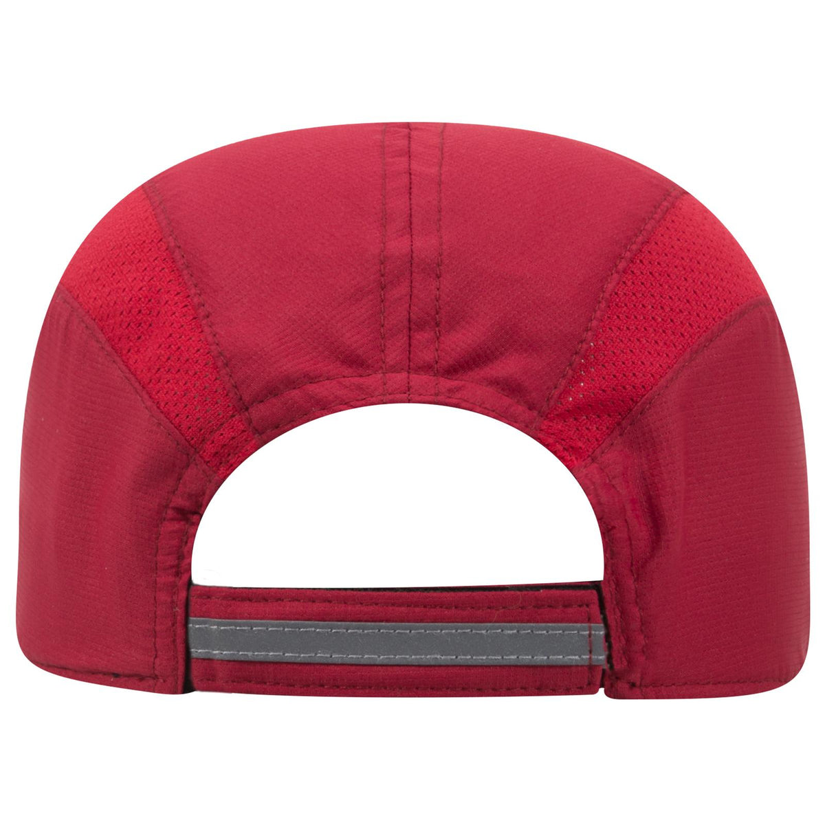 Rear View of 002 - Red OTTO CAP Reflective 6 Panel Running Cap