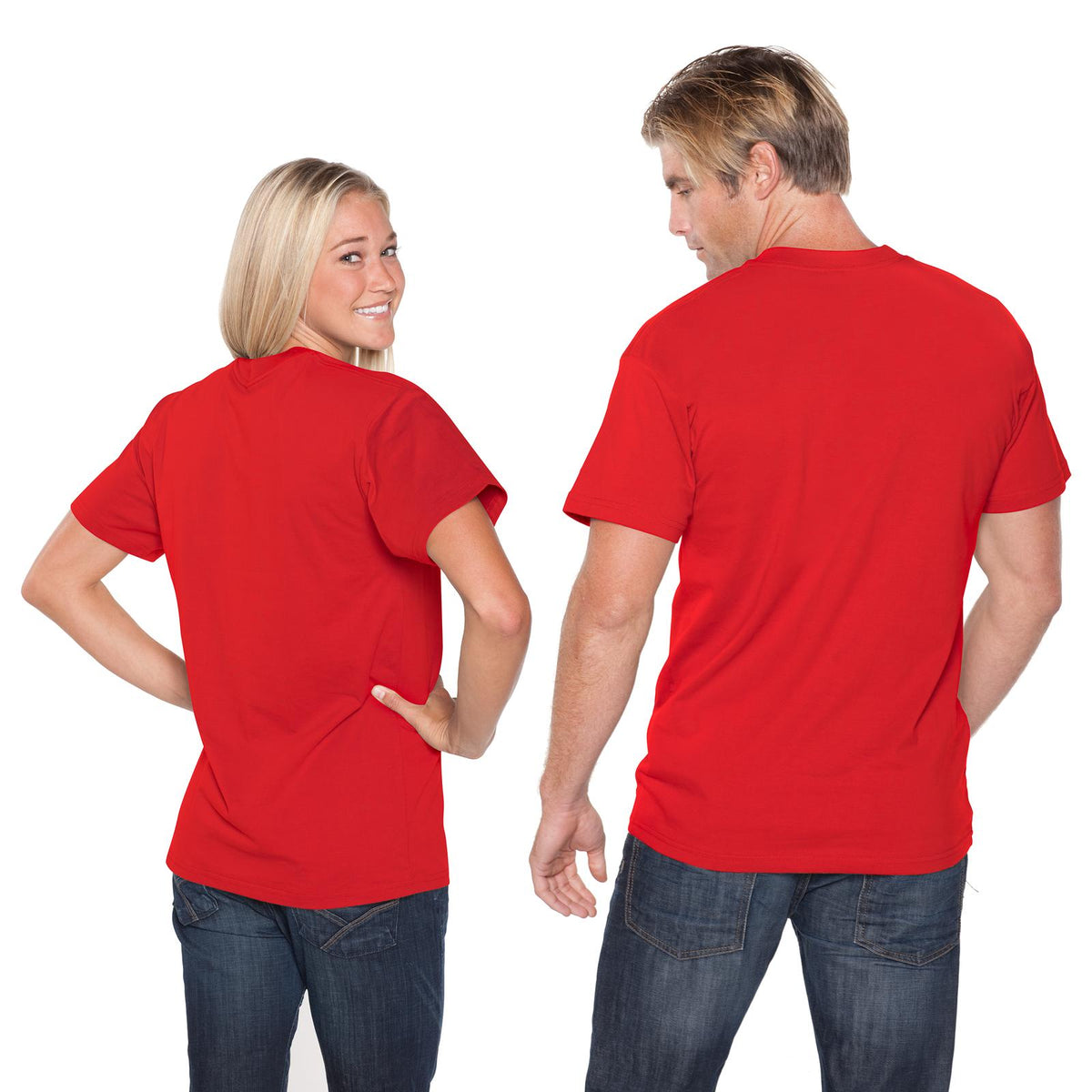 Rear View of 002 - Red OTTO Unisex Heavyweight Comfy Tee T-Shirt
