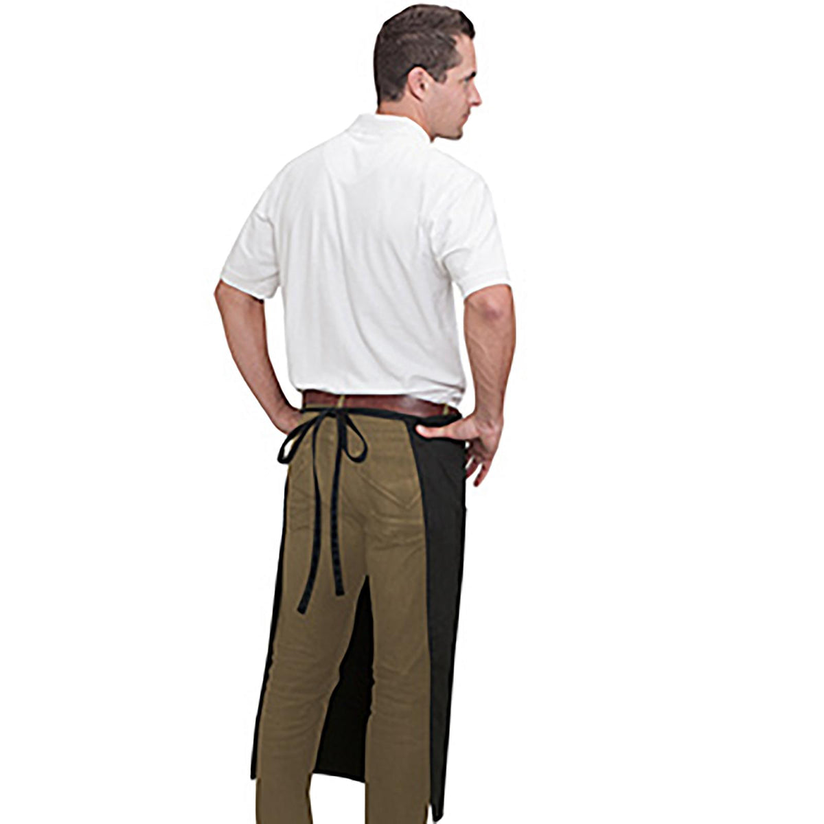 Rear View of 003 - Black OTTO 1 Pocket Full Length Bistro Apron